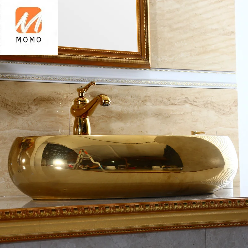 Gold Bathroom Sink Washbasin Ceramic Oval Sink Art Basin Gold Wash Basin for bathroom
Gold Bathroom Sink Washbasin Ceramic Oval Sink Art Basin Gold Wash Basin for bathroom