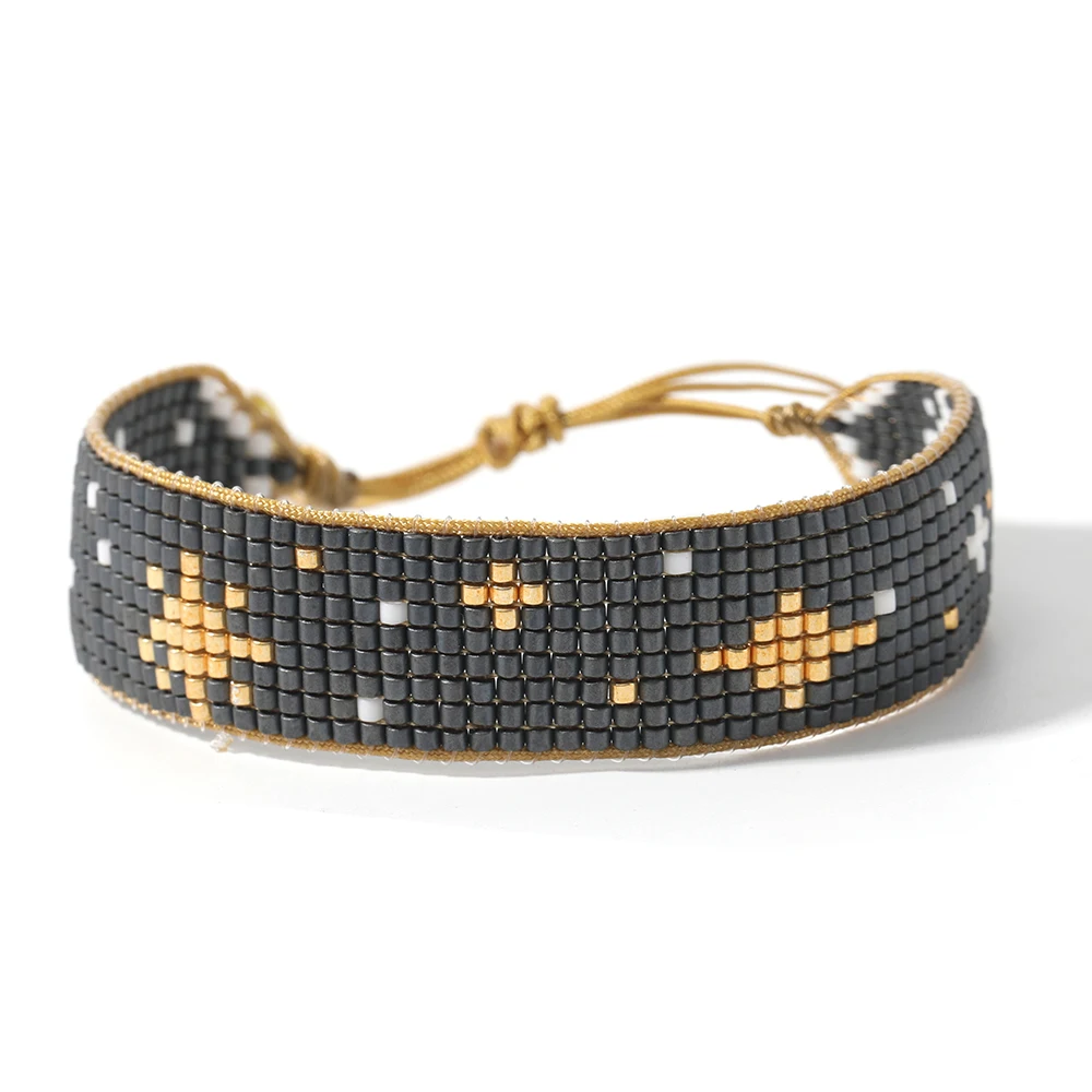 YUOKIAA Handmade Braided Japan Bead Miyuki Bracelet for Women Zircon Rhinestone Rivets Pulseras Bijoux Friendship Boho Bracelets | Украшения