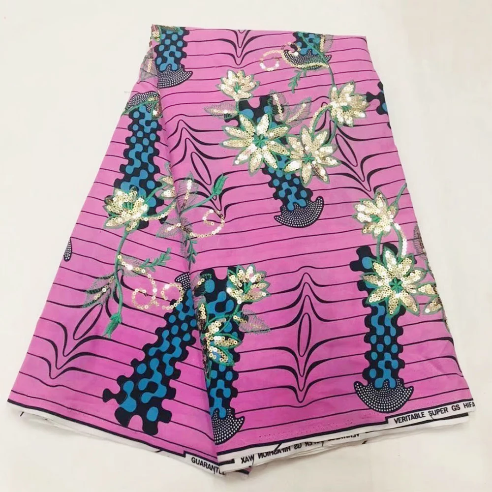 Pink Embroidery Real Wax Fabric with Sequins Cotton Fabric Wax Sequin African Wax Print Fabric 6 Yards for Sewing Dress Party
Pink Embroidery Real Wax Fabric with Sequins Cotton Fabric Wax Sequin African Wax Print Fabric 6 Yards for Sewing Dress Party