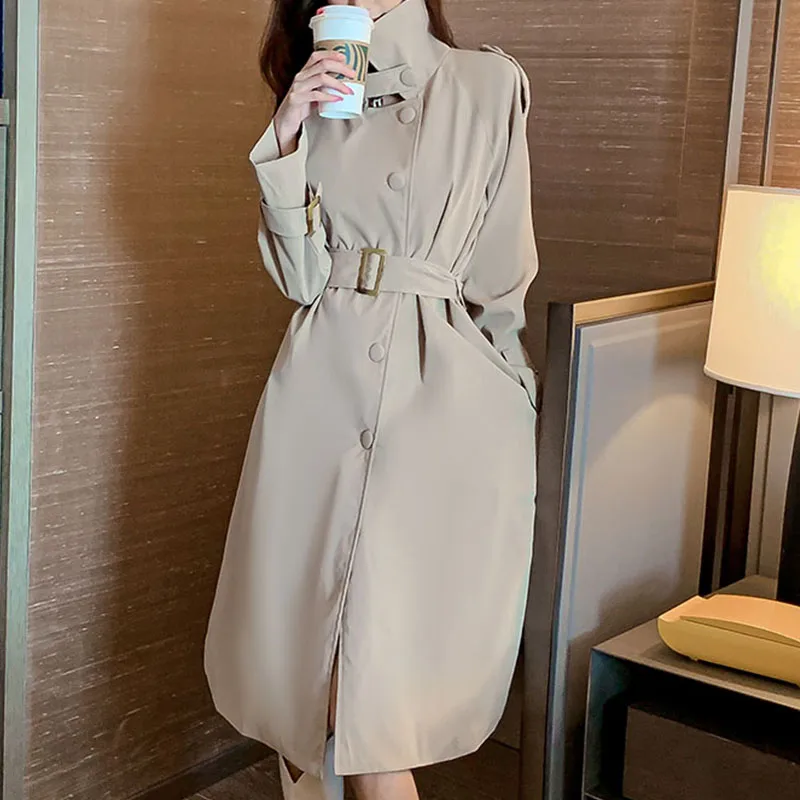 Trendy Casual Female Single Breasted Slim Long Trench Coat with Belt Spring Autumn Women OL Outwear Fashion Windbreaker
Trendy Casual Female Single Breasted Slim Long Trench Coat with Belt Spring Autumn Women OL Outwear Fashion Windbreaker