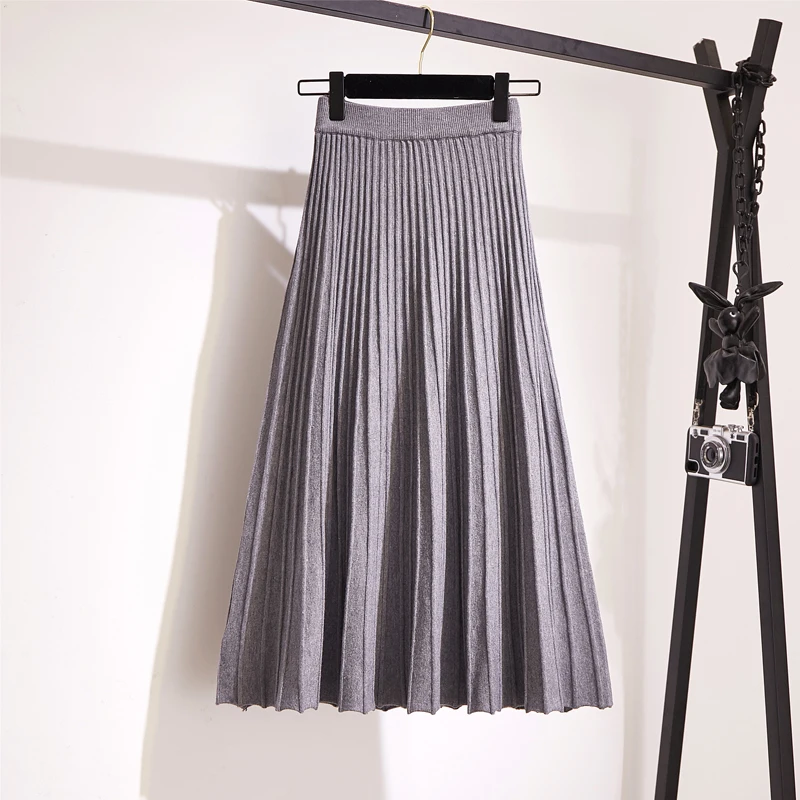Rib Knitting A-line Swing Calf Long Skirts Autumn Winter Pleated Flared Long Knitted Skirts Elastic Waist
Rib Knitting A-line Swing Calf Long Skirts Autumn Winter Pleated Flared Long Knitted Skirts Elastic Waist