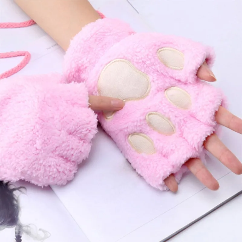 Winter Warm Cute Women Bear Cat Claw Paw Mitten Plush Gloves Plus Velvet Thickening Half-finger Flip Keep Warm Girls Gloves
Winter Warm Cute Women Bear Cat Claw Paw Mitten Plush Gloves Plus Velvet Thickening Half-finger Flip Keep Warm Girls Gloves