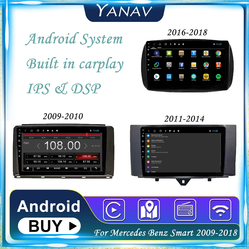 Android Car Radio Stereo Recorder Head Unit For Mercedes Benz Smart 2009-2018 Carplay GPS Navigation Video Multimedia DVD Player
Android Car Radio Stereo Recorder Head Unit For Mercedes Benz Smart 2009-2018 Carplay GPS Navigation Video Multimedia DVD Player