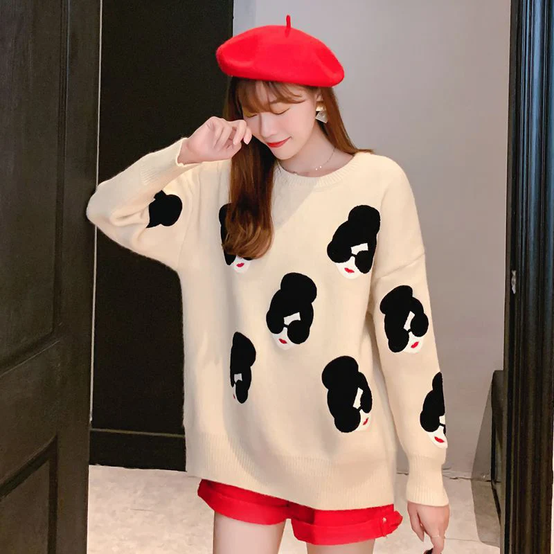 Cartoon Girl Pattern Knitted Women's Sweater O-Neck Print Loose Female Pullovers Winter 2021 Fashion Warm School Ladies Sweaters
Cartoon Girl Pattern Knitted Women's Sweater O-Neck Print Loose Female Pullovers Winter 2021 Fashion Warm School Ladies Sweaters