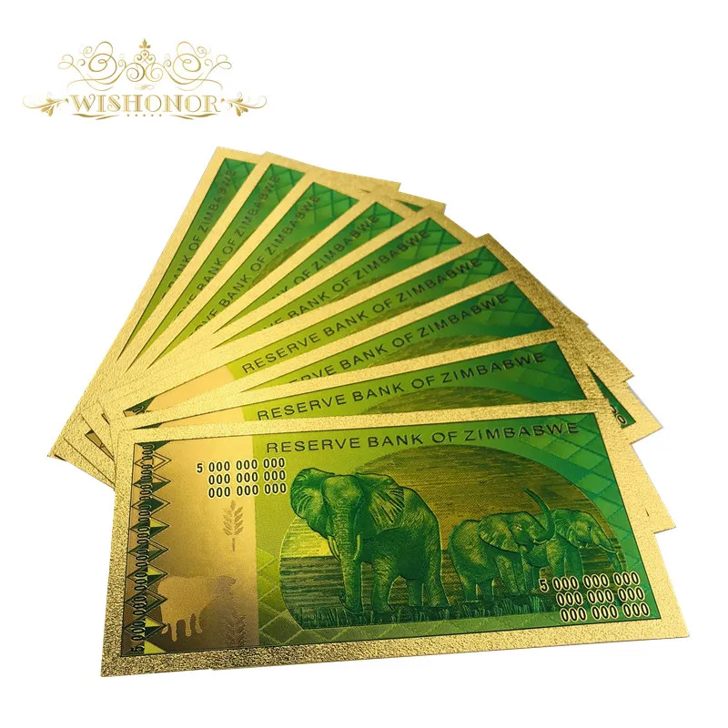 1000pcs Zimbabwe Rhinoceros One Hundred Quintillion Dollars Gold Banknote with UV Light for souvenir and collection gifts
1000pcs Zimbabwe Rhinoceros One Hundred Quintillion Dollars Gold Banknote with UV Light for souvenir and collection gifts