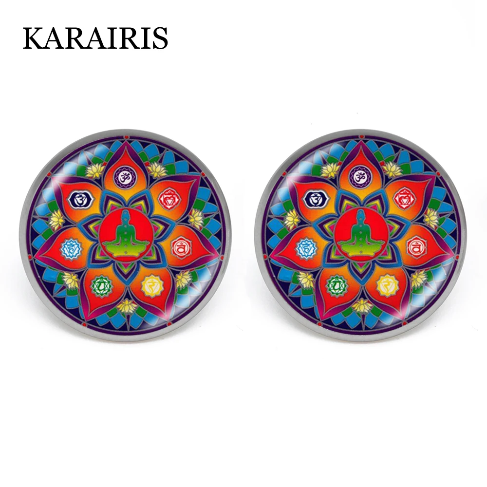KARAIRIS New Glass Stud Women Earrings Yoga Healing Balance Reiki Prayer Mandala Seven Chakras Earrings Fashion Jewelry
KARAIRIS New Glass Stud Women Earrings Yoga Healing Balance Reiki Prayer Mandala Seven Chakras Earrings Fashion Jewelry