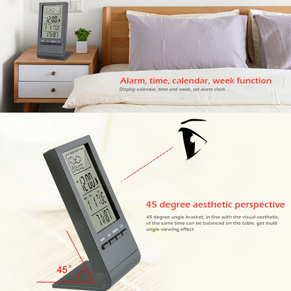 Indoor/Outdoor Thermometer Hygrometer Gauge Indicator Weather Station Automatic Electronic Temperature Humidity Monitor Clock
Indoor/Outdoor Thermometer Hygrometer Gauge Indicator Weather Station Automatic Electronic Temperature Humidity Monitor Clock