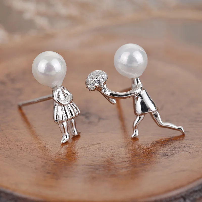 SJCHO-87 925 Sterling Silver Asymmetry Pearl Stud Earrings For Women Wedding Gift Female pendientes mujer 
SJCHO-87 925 Sterling Silver Asymmetry Pearl Stud Earrings For Women Wedding Gift Female pendientes mujer