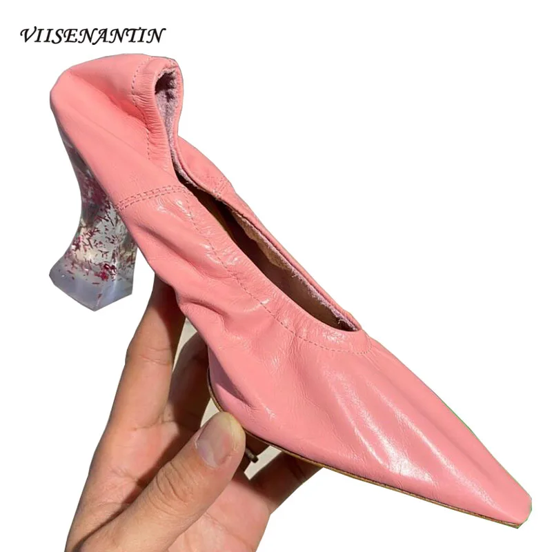 2021 New Sping Single Pumps Shoes Crystal High Heel Soft Wrinle Leather Square Toe Ballet Shoes Fashion Ladies Banquet Shoes
2021 New Sping Single Pumps Shoes Crystal High Heel Soft Wrinle Leather Square Toe Ballet Shoes Fashion Ladies Banquet Shoes