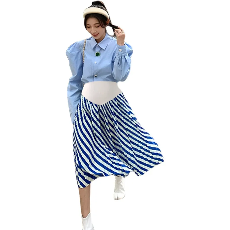 8898# Summer Cool Ice Feel Strip Chiffon Maternity Skirts Elastic Waist Belly A Line Loose Clothes for Pregnant Women Pregnancy 
8898# Summer Cool Ice Feel Strip Chiffon Maternity Skirts Elastic Waist Belly A Line Loose Clothes for Pregnant Women Pregnancy