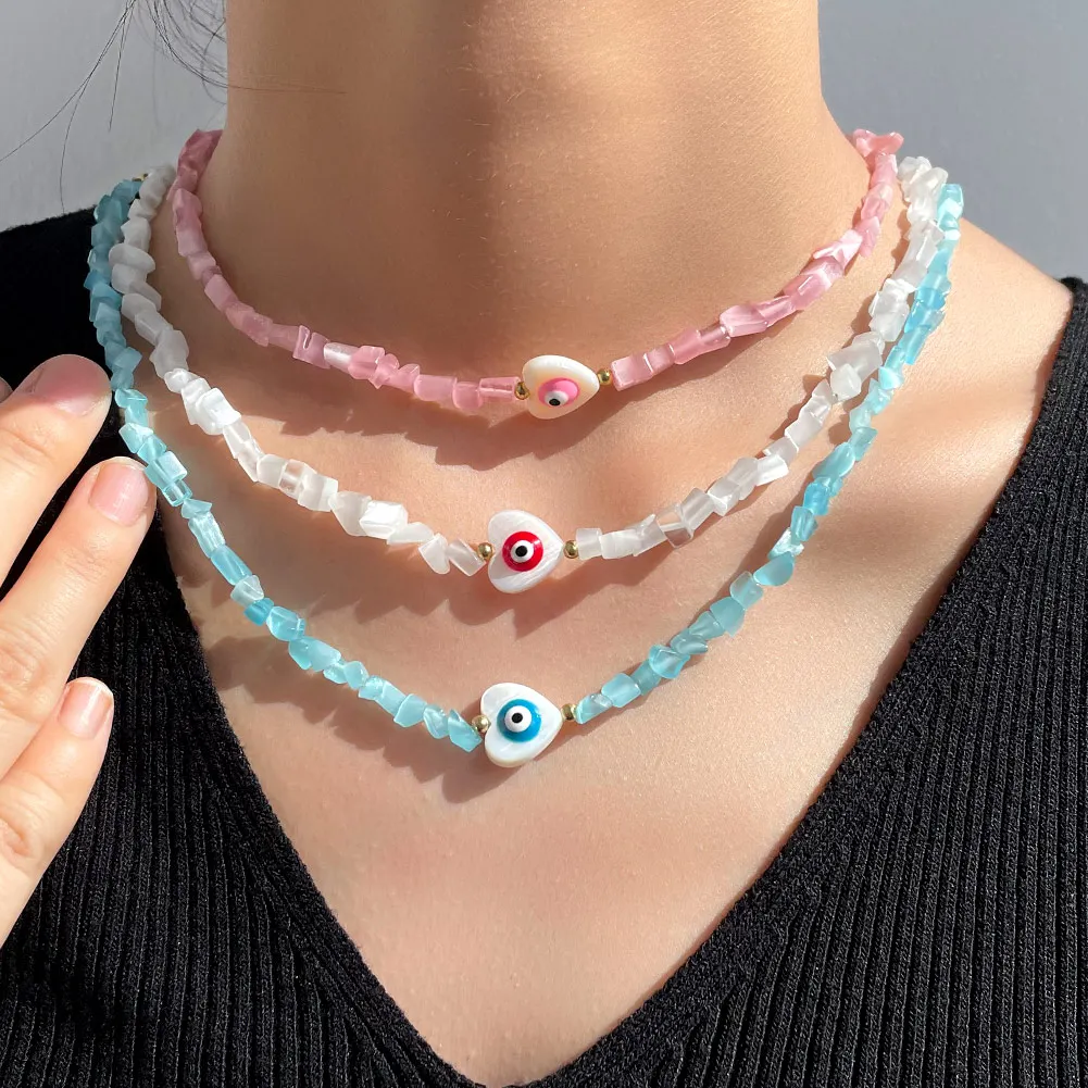 Irregular Crystal Bead Necklace Evil Eye Heart Beads Choker Colored Acrylic Glass Beaded Strand Statement Necklaces Boho Jewelry
Irregular Crystal Bead Necklace Evil Eye Heart Beads Choker Colored Acrylic Glass Beaded Strand Statement Necklaces Boho Jewelry