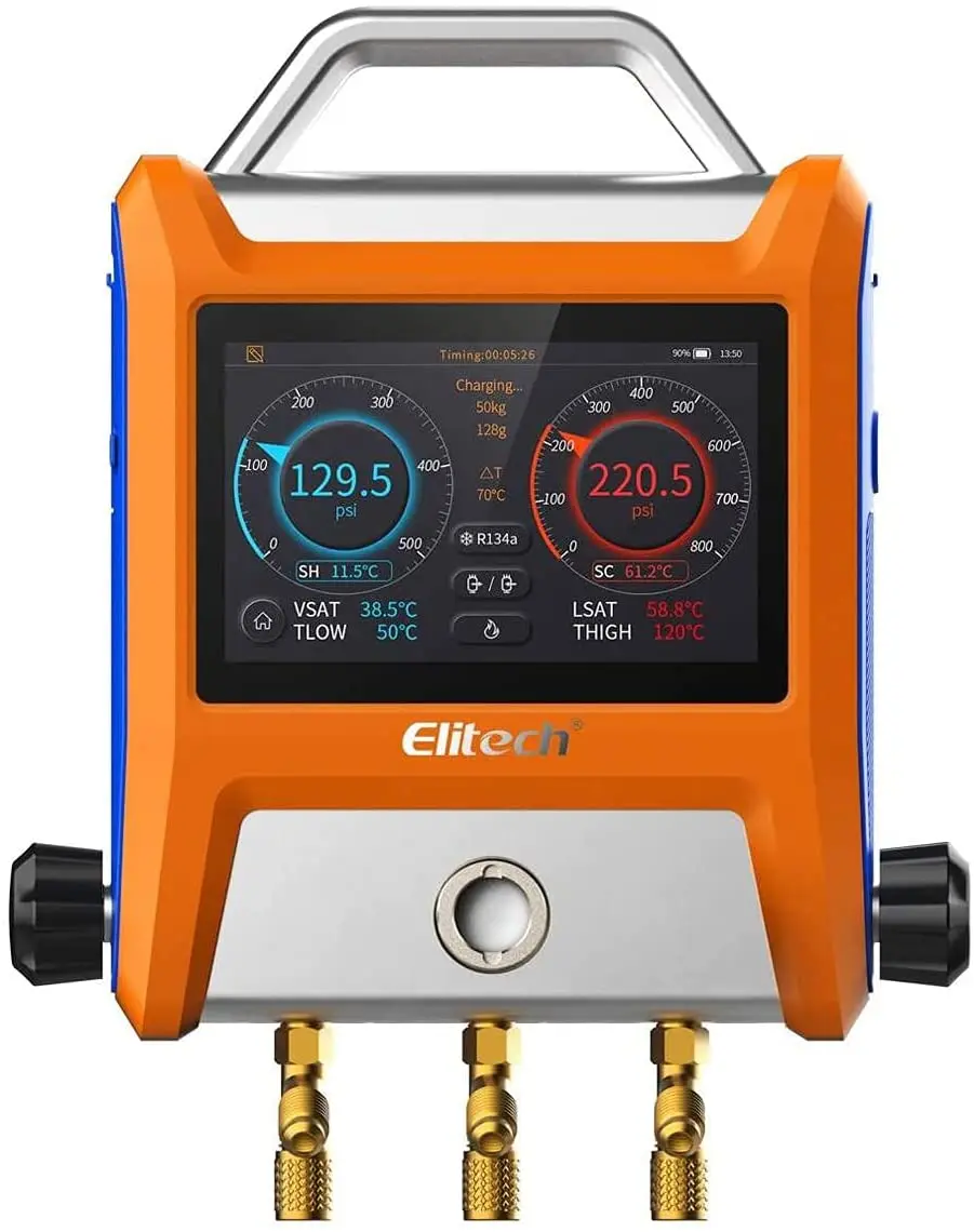 Умный двухклапанный цифровой флэш-датчик Elitech с сенсорным экраном 5 дюймов и Bluetooth
