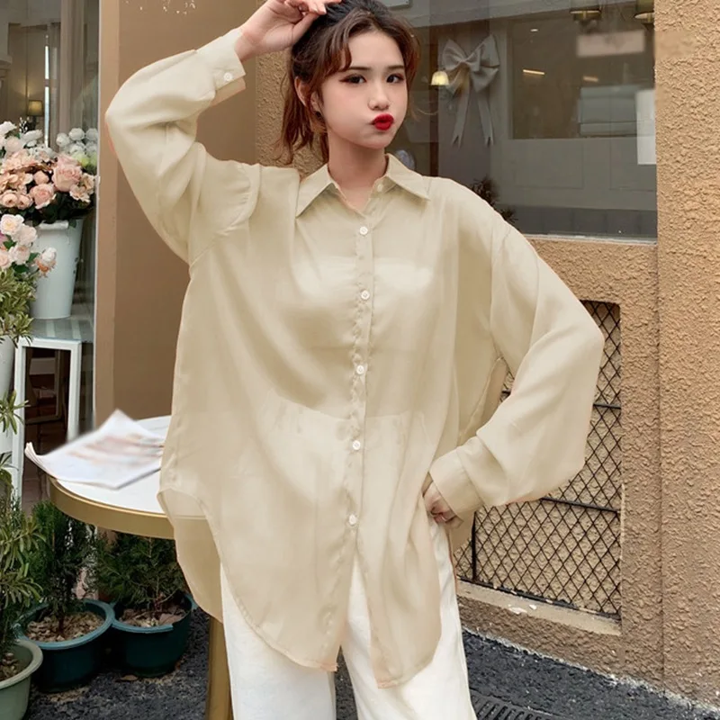 Jlong Fashion Split Back Ice Silk Sunscreen Shirt Chiffon Blouses Shirt Summer Long Sleeve Loose Top
Jlong Fashion Split Back Ice Silk Sunscreen Shirt Chiffon Blouses Shirt Summer Long Sleeve Loose Top