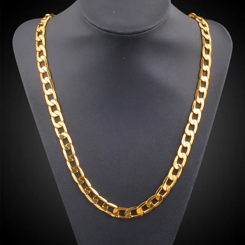 

Classic Cuban Curb Link Chain Necklace 18K Yellow Gold Filled Mens Womens Jewelry 24"