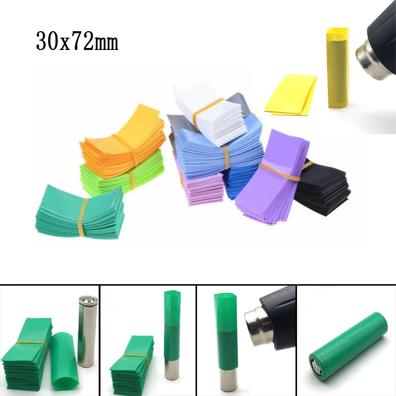 100PCS Li-ion PVC Heat Shrink Tubing 18650 Battery Wrap Precut Size 30x72mm Battery Film Tape Battery Cover 10 Color Choice
100PCS Li-ion PVC Heat Shrink Tubing 18650 Battery Wrap Precut Size 30x72mm Battery Film Tape Battery Cover 10 Color Choice