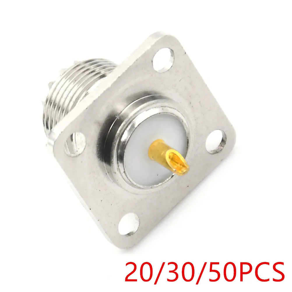 

20/30/50pcs Female SO-239 Jack Square Shape Solder Cup Coax Connector for Radio UHF Panel SO239 Mount Solder Cup RF Connector