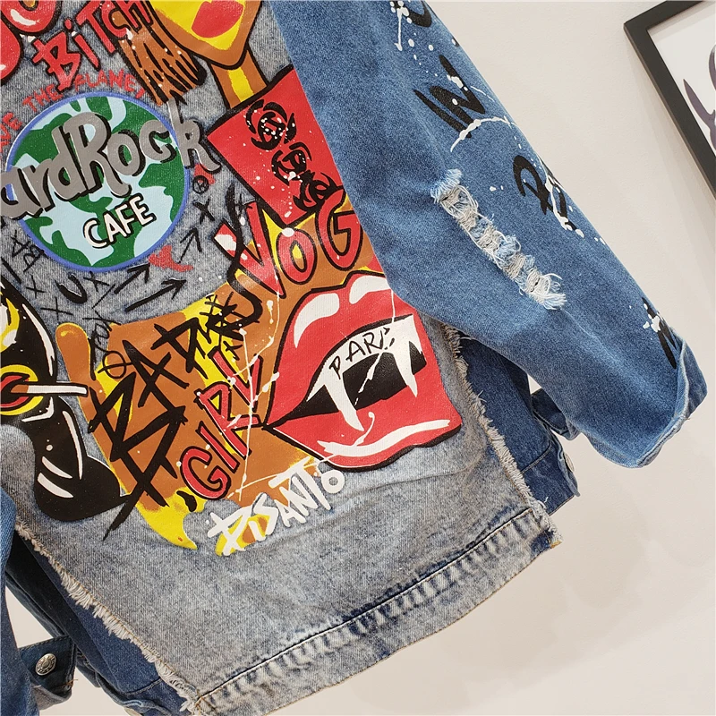 Personality Graffiti Printed Denim Jacket Women Long Sleeve Loose Fit Single Breasted Coat Autumn Streetwear Casual Jean Jackets
Personality Graffiti Printed Denim Jacket Women Long Sleeve Loose Fit Single Breasted Coat Autumn Streetwear Casual Jean Jackets