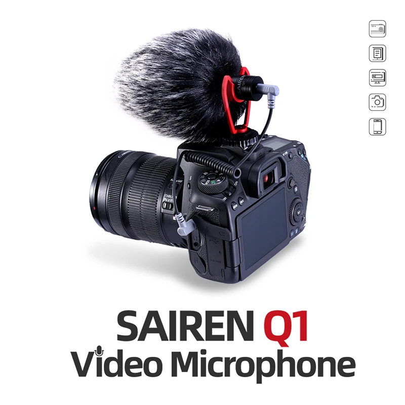 SAIREN Q1 Vlog Video Record Microphone On Camera For Smartphone iPhone Android Cardioid DSLR Camera Accessories
SAIREN Q1 Vlog Video Record Microphone On Camera For Smartphone iPhone Android Cardioid DSLR Camera Accessories