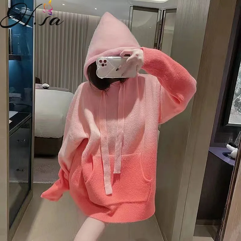 Hsa Women Hooded Sweater 2021 Autumn And Winter Korean Style Tie Dye Loose Knitted Pullover Soft Pink Knit Tops Warm Sweater Top
Hsa Women Hooded Sweater 2021 Autumn And Winter Korean Style Tie Dye Loose Knitted Pullover Soft Pink Knit Tops Warm Sweater Top