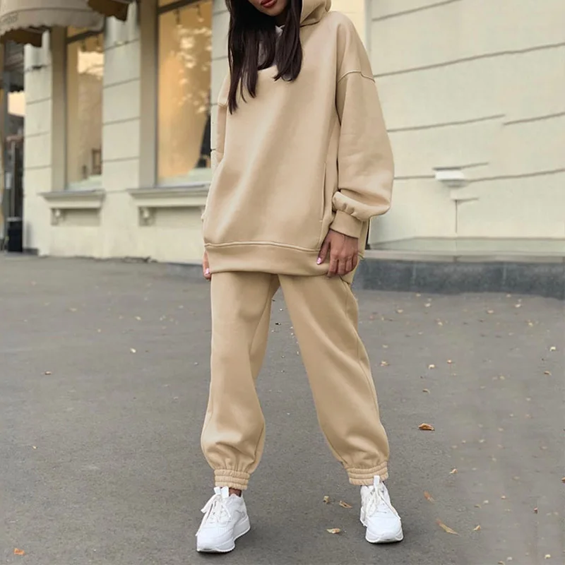 Women's Tracksuit Casual Fleece Two Piece Sets Oversized Hooded Long Sleeve Female Hoodie Suit 2021 Winter Sportwear Ladies Set
Women's Tracksuit Casual Fleece Two Piece Sets Oversized Hooded Long Sleeve Female Hoodie Suit 2021 Winter Sportwear Ladies Set