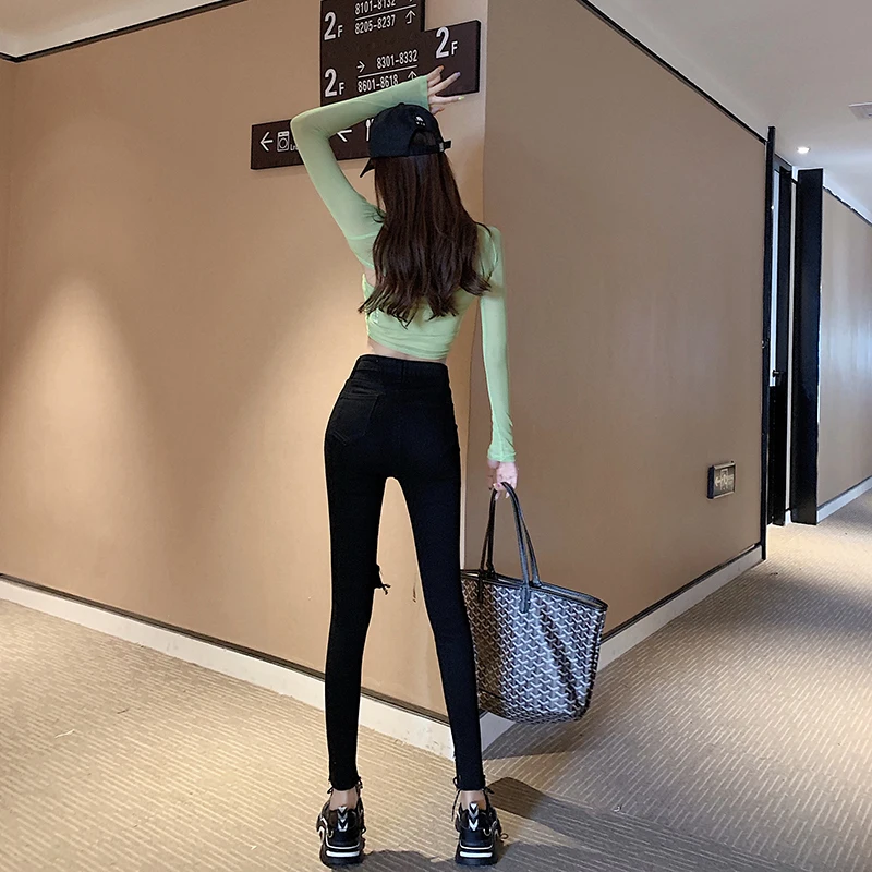 Retro Irregular Slim-Fit Pencil Pants Spring New High Waist Jeans Chic Style Ripped Split Skinny Pants Women
Retro Irregular Slim-Fit Pencil Pants Spring New High Waist Jeans Chic Style Ripped Split Skinny Pants Women