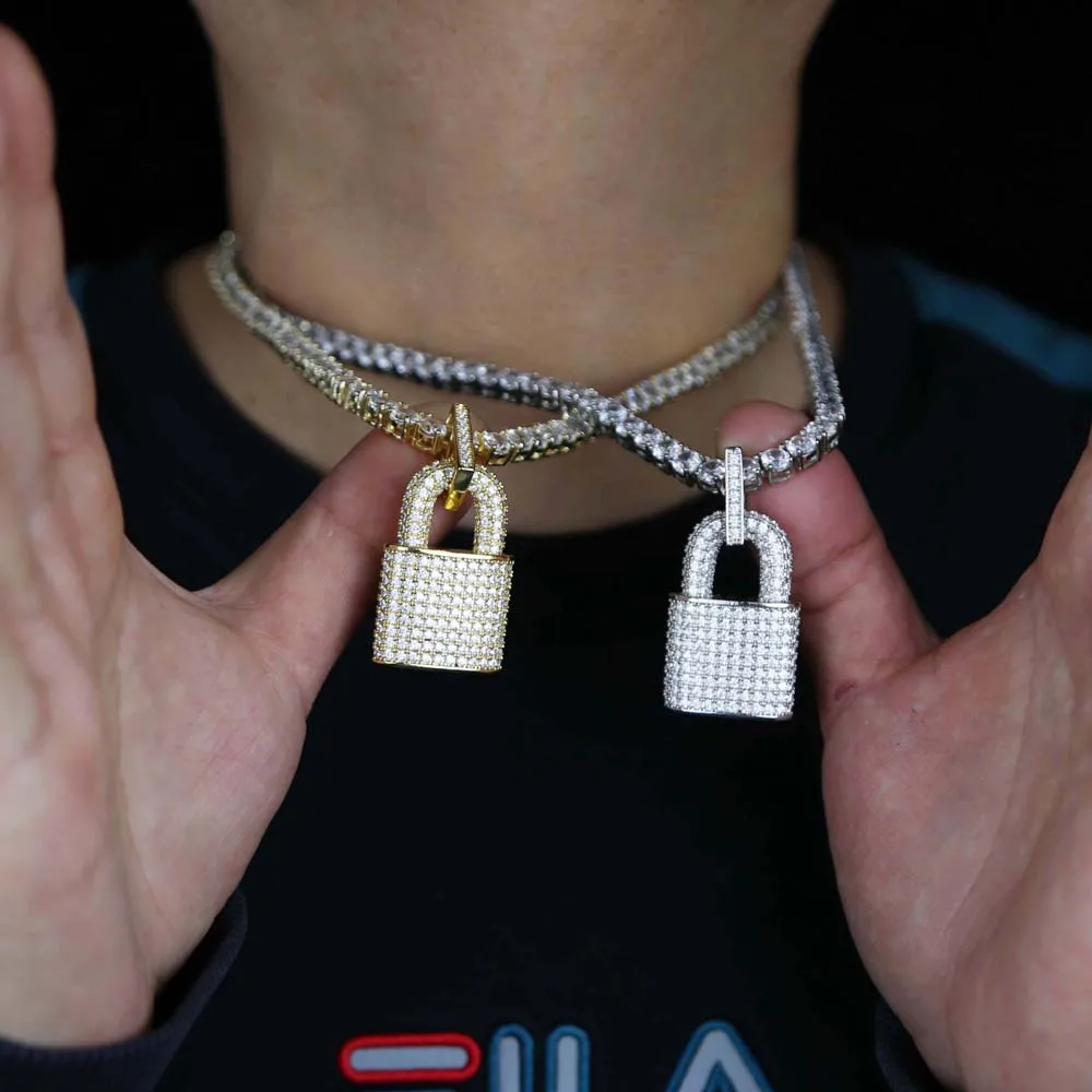 Hot Sale Drop Ship Lock Charm Pendant Necklace For Men Boy Hip Hop Rock Necklace jewelry With 5A Cz Crystal Paved Tennis Chain
Hot Sale Drop Ship Lock Charm Pendant Necklace For Men Boy Hip Hop Rock Necklace jewelry With 5A Cz Crystal Paved Tennis Chain