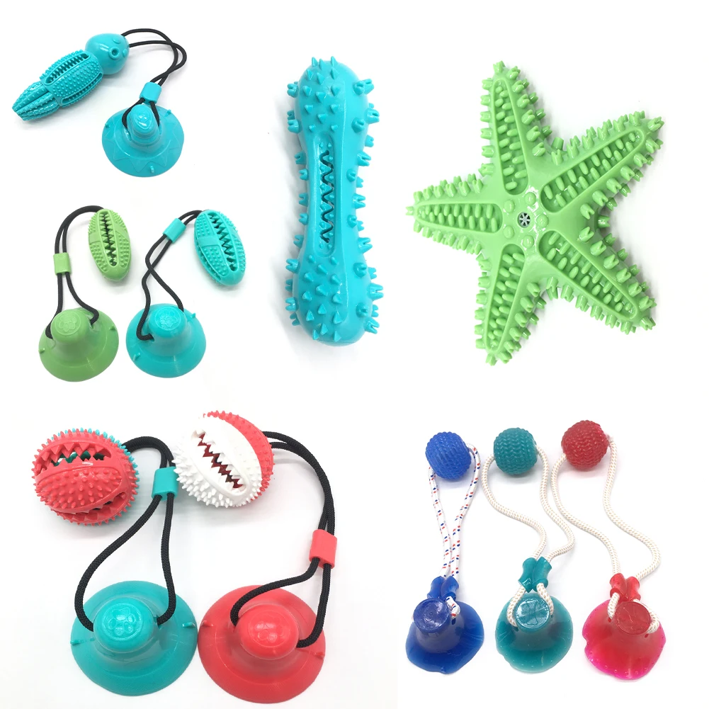 

Dog Toys Pet Puppy Interactive Suction Cup Push TPR Ball Toys Molar Bite Toy Elastic Ropes Dogs Tooth Cleaning Chewing Supplies