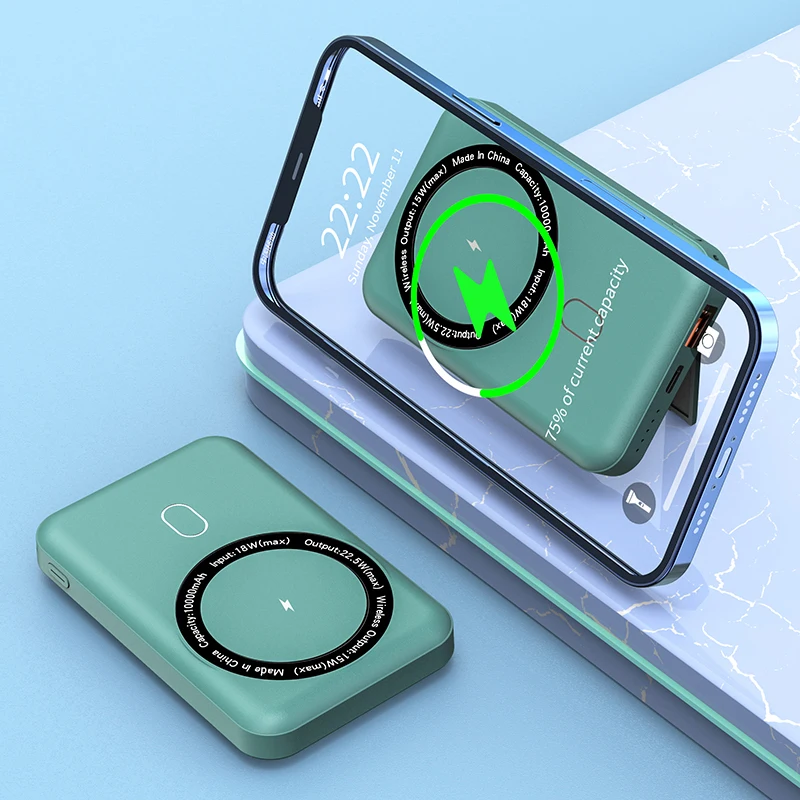 For magsafe charging 10000mAh 20W fast wireless charging Magnetic powerbank external back clip battery compatible with iPhone12
For magsafe charging 10000mAh 20W fast wireless charging Magnetic powerbank external back clip battery compatible with iPhone12