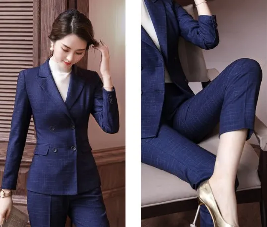 Ladies 2 Piece Double Breasted Blazer Set Womens Autumn Plaid Pantsuit Office Wear Pant Suit for Women Business Casual Outfit
Ladies 2 Piece Double Breasted Blazer Set Womens Autumn Plaid Pantsuit Office Wear Pant Suit for Women Business Casual Outfit