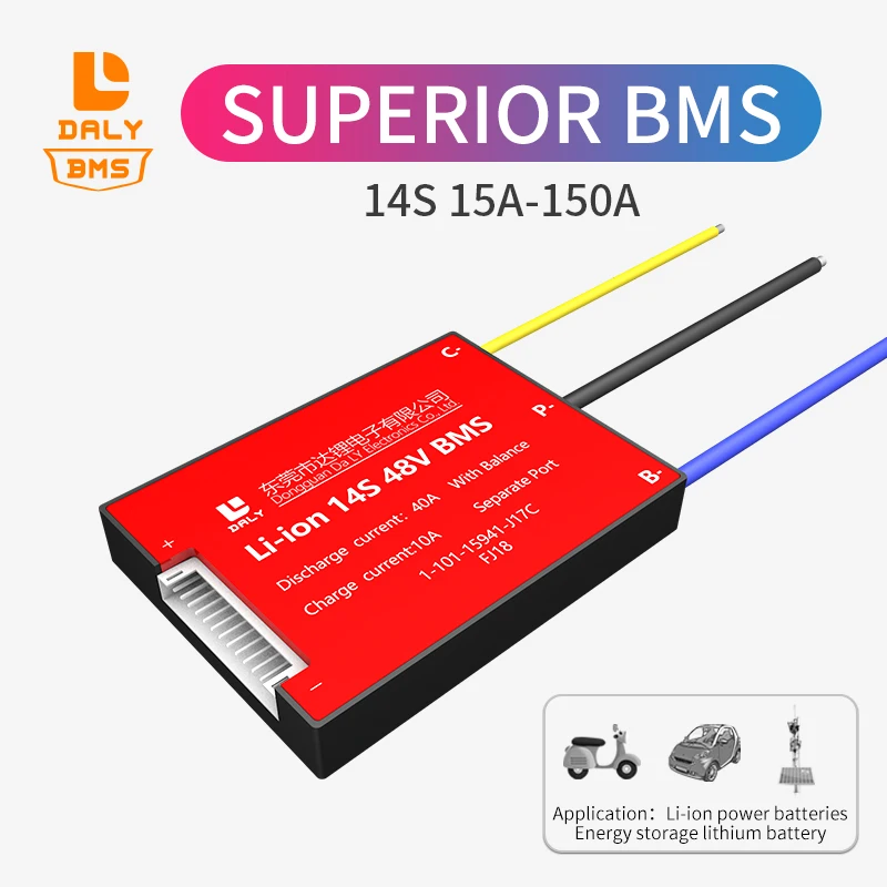 Литий-ионный аккумулятор Daly BMS 18650, 48 В, 14s, 15 А, 20 А, 60 А, 80 А, а, отдельный порт с балансиром для солнечного скутера
Литий-ионный аккумулятор Daly BMS 18650, 48 В, 14s, 15 А, 20 А, 60 А, 80 А, а, отдельный порт с балансиром для солнечного скутера