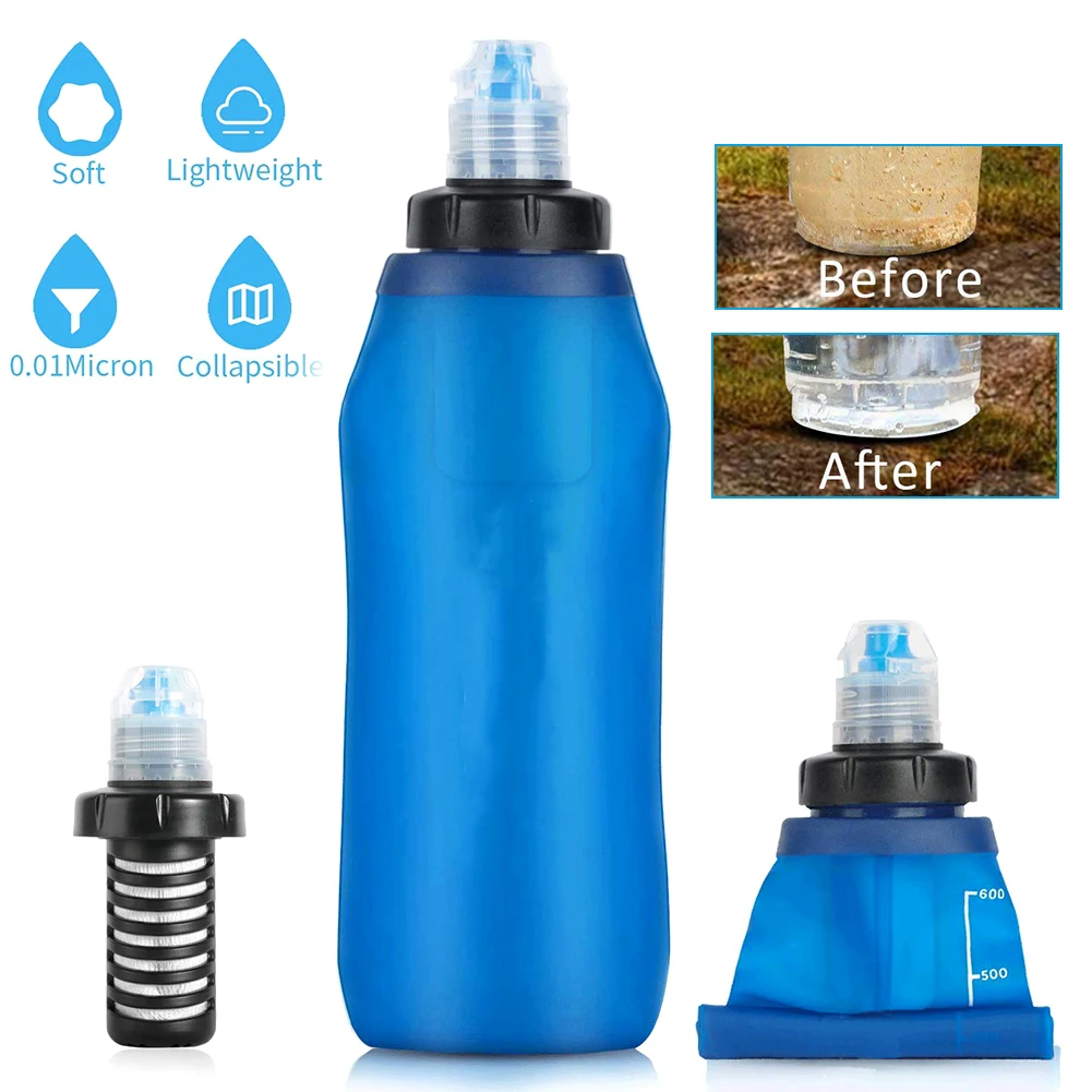 600ml Water Filter Portable Survival Kit Soft Folding TPU Filter Water Bag 0.01 Micron Water Bag for Hiking Backpacking Travel
600ml Water Filter Portable Survival Kit Soft Folding TPU Filter Water Bag 0.01 Micron Water Bag for Hiking Backpacking Travel