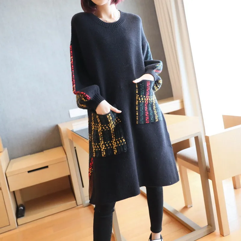 TVVOVVIN O-neck Pullover Knitted Women's Tops Winter New Loose Long Sleeve Large Pocket Plaid Mid-length Sweater GIFC
TVVOVVIN O-neck Pullover Knitted Women's Tops Winter New Loose Long Sleeve Large Pocket Plaid Mid-length Sweater GIFC