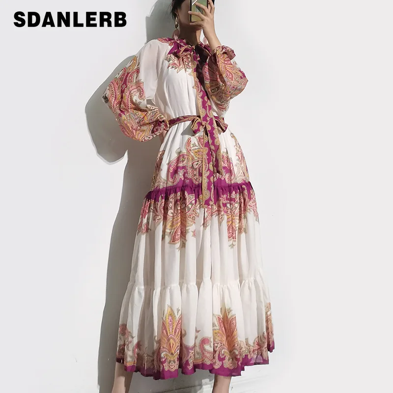 2021 Autumn New National Style Retro Maxi Dress Women's Stand-up Collar Long Puff Sleeve High Waist Slimming Lace-up Bow Dress
2021 Autumn New National Style Retro Maxi Dress Women's Stand-up Collar Long Puff Sleeve High Waist Slimming Lace-up Bow Dress