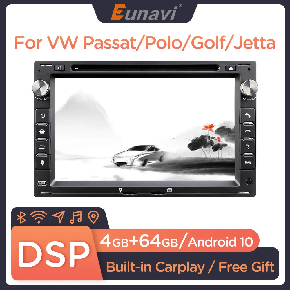 

Eunavi 2 Din Android 10 Car DVD Radio GPS Auto For VW PASSAT B5 B4 JETTA BORA GOLF 4 SHARAN POLO MK5 MK4 MK3 T5 TRANSPORTER DSP