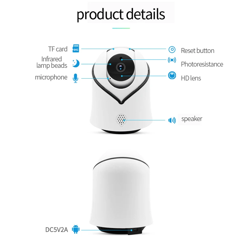 Cute Y10 PTZ Wireless IP Camera 720/1080P Infrared Night Vision Voice Call Home Security Surveillance WiFi Camera Support 128G
Cute Y10 PTZ Wireless IP Camera 720/1080P Infrared Night Vision Voice Call Home Security Surveillance WiFi Camera Support 128G