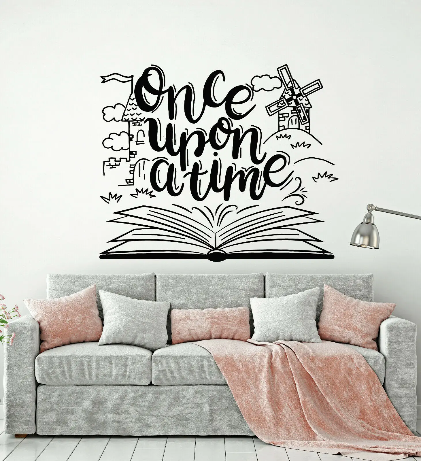 Виниловая наклейка Once Upon A Time Tale Book Library декор интерьера детской комнаты для