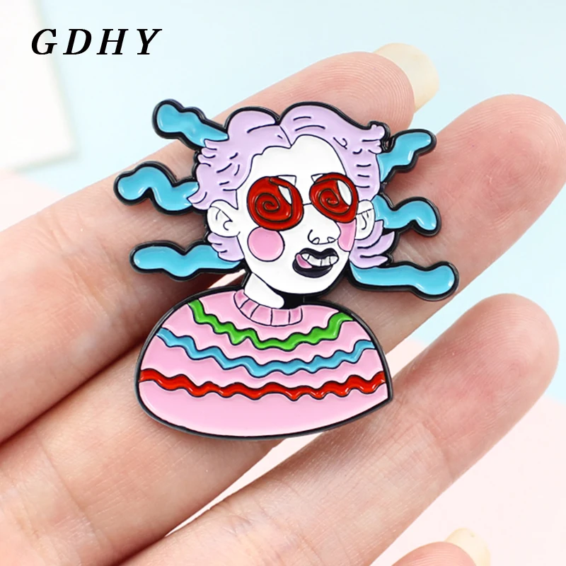 GDHY Мультяшные розовые эмалевые заколки для девочек милые девочек-кукла значок