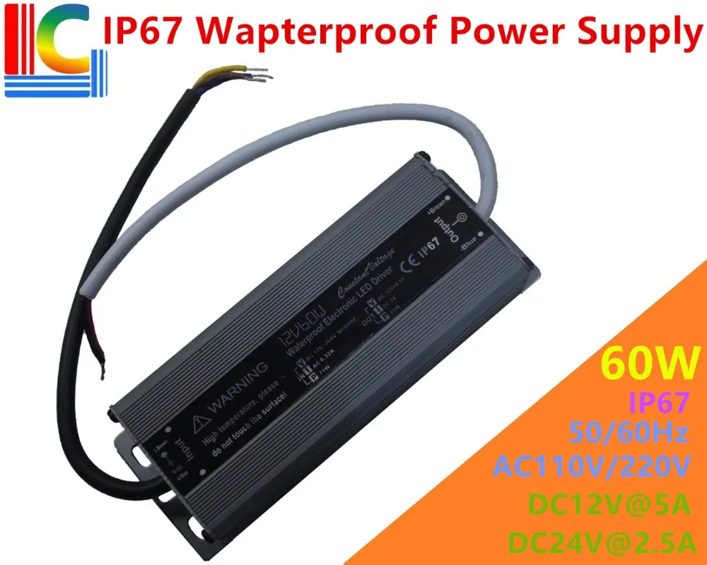 60W IP67 Waterproof LED Switching Power Supply 12V 24V LED Driver Adapter 5A 2.5A Underwater light Underground lamp110V 220V CE
60W IP67 Waterproof LED Switching Power Supply 12V 24V LED Driver Adapter 5A 2.5A Underwater light Underground lamp110V 220V CE