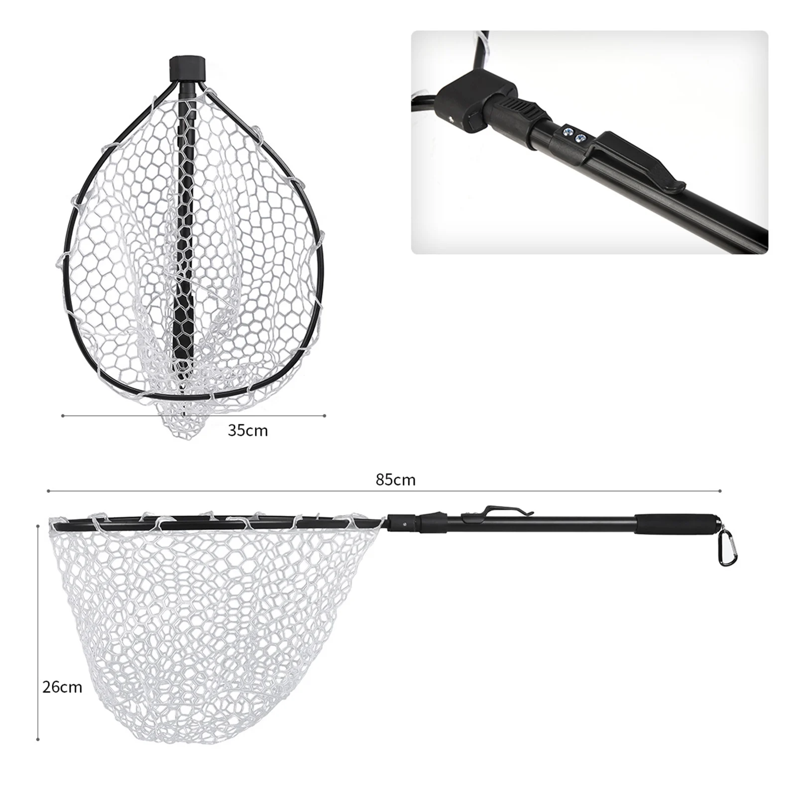 Outdoor Foldable Retractable Landing Net Pole Aluminum Alloy Telescoping Fishing Net with Anti-slip Handle Tackle Tool Accessory