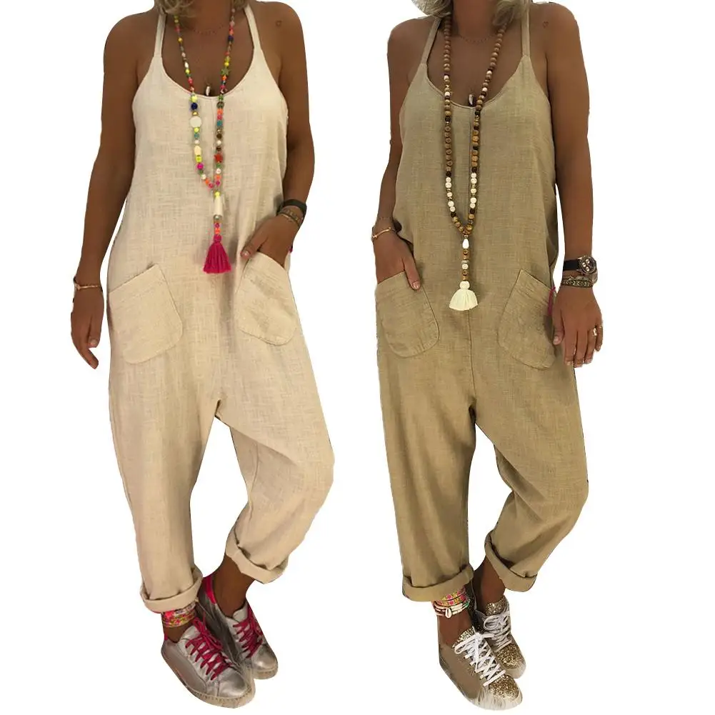 Женский комбинезон без рукавов, Свободные мешковатые штаны с карманами на лямках, комбинезон с лямками, винтажные хлопковые комбинезоны 
Женский комбинезон без рукавов, Свободные мешковатые штаны с карманами на лямках, комбинезон с лямками, винтажные хлопковые комбинезоны