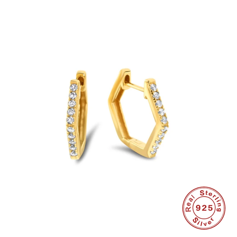 Aide 925 Sterling Silver Gold Minimalist Diamond Hexagon Hoop Earrings For Women Cubic Zirconia Jeweled Geometric Huggie Earring
Aide 925 Sterling Silver Gold Minimalist Diamond Hexagon Hoop Earrings For Women Cubic Zirconia Jeweled Geometric Huggie Earring