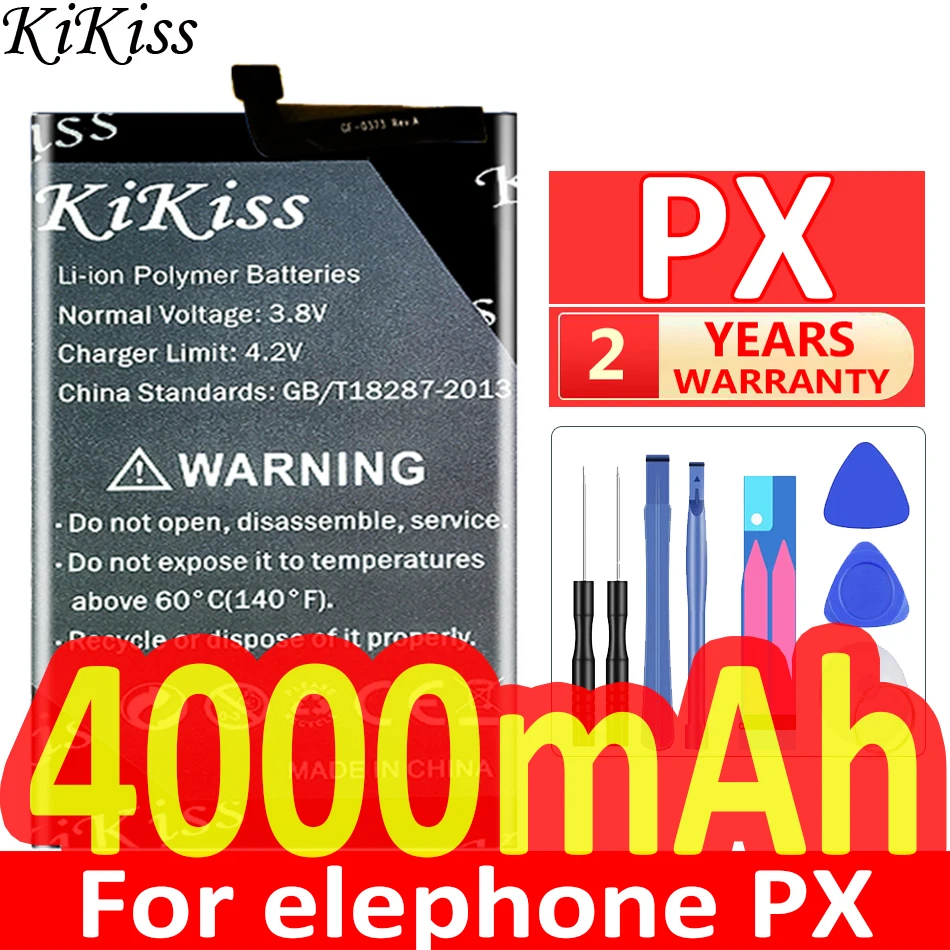 

Мощный аккумулятор KiKiss 4000 мАч для Elephone PX, телефонные Аккумуляторы для ELEPHONE- P X, 4 ГБ, 64 ГБ, смартфон MKT MT6763, 6,53 дюйма