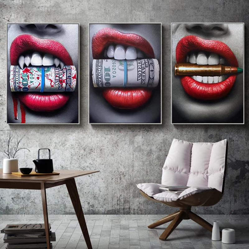 Sexy Red Lips Wall Art Canvas Prints Modern Lips With Bullet and Money Canvas Art Paintings Cuadros Pictures Wall Decor
Sexy Red Lips Wall Art Canvas Prints Modern Lips With Bullet and Money Canvas Art Paintings Cuadros Pictures Wall Decor