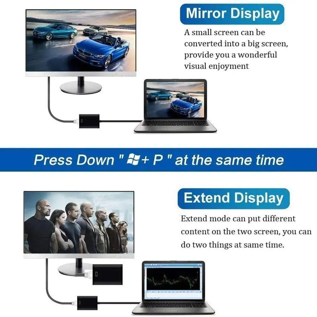 High Definition HD Portable Size USB 3.0 To HDMI Converter Audio Video Adaptor Converter Cable For Windows 7/8/10 PC 1080P
High Definition HD Portable Size USB 3.0 To HDMI Converter Audio Video Adaptor Converter Cable For Windows 7/8/10 PC 1080P