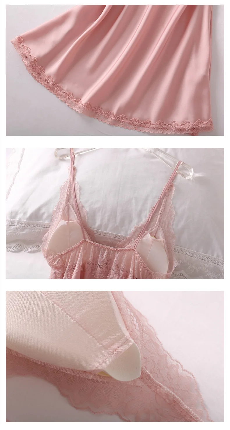 Sleeveless Nightgown Women Satin Nightdress Sexy Lace Sleep Dress Perspective Spaghetti Strap Sleepwear V-neck Home Dress
Sleeveless Nightgown Women Satin Nightdress Sexy Lace Sleep Dress Perspective Spaghetti Strap Sleepwear V-neck Home Dress