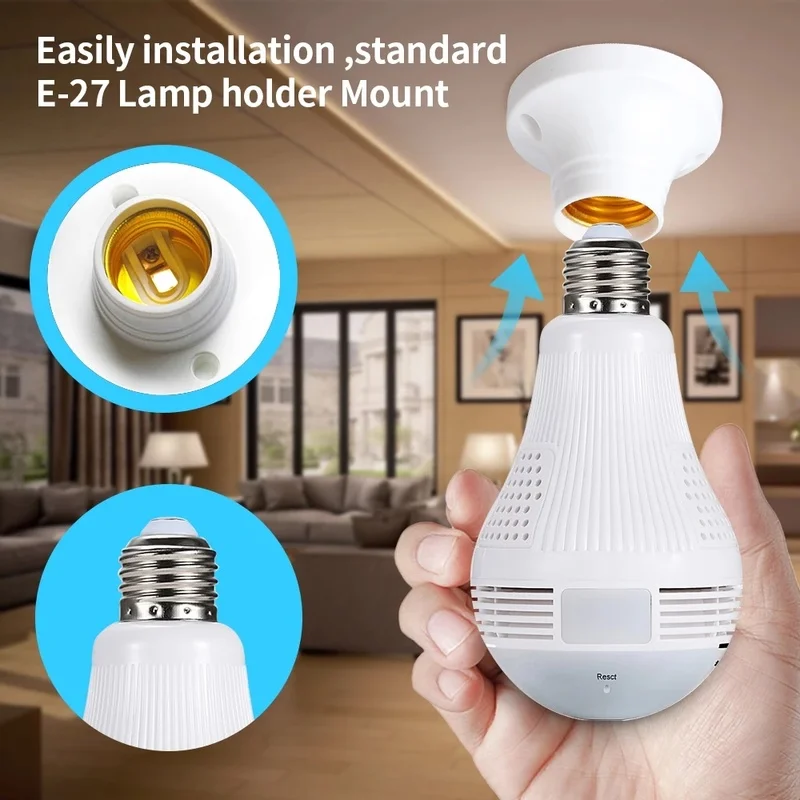 Light Bulb Wireless IP Camera Smart Home Indoor Security Panoramic Viewing Camera 2 Ways Audio Wide Angle 1080P HD Camera
Light Bulb Wireless IP Camera Smart Home Indoor Security Panoramic Viewing Camera 2 Ways Audio Wide Angle 1080P HD Camera