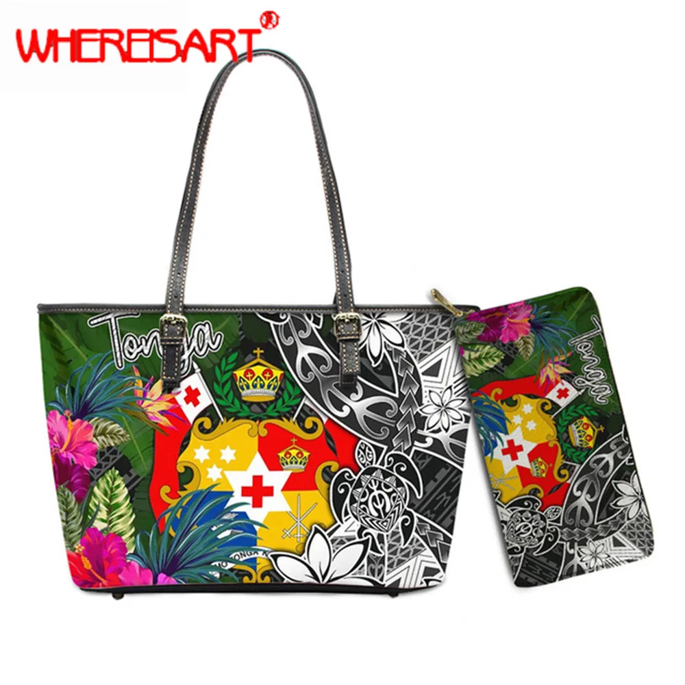 WHEREISART Polynesian Hawaiian Plumeria Flower Hot Style Women Large Leather Shoulder Bag Hibiscus Tribe Printed Ladies Handbags
WHEREISART Polynesian Hawaiian Plumeria Flower Hot Style Women Large Leather Shoulder Bag Hibiscus Tribe Printed Ladies Handbags