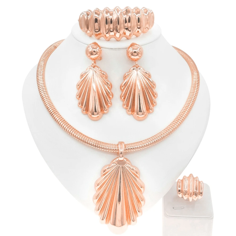 New Fashion Jewelry Set High-end Dubai Gold Necklace Ladies Necklace Earrings Ring Rose Gold Jewelry Set
New Fashion Jewelry Set High-end Dubai Gold Necklace Ladies Necklace Earrings Ring Rose Gold Jewelry Set