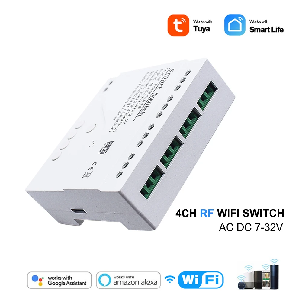 Tuya Inching Relay Wifi Smart Switch Module 4CH 7-32V Smart Life APP Remote Control for Smart Home Work with Alexa Google Home
Tuya Inching Relay Wifi Smart Switch Module 4CH 7-32V Smart Life APP Remote Control for Smart Home Work with Alexa Google Home