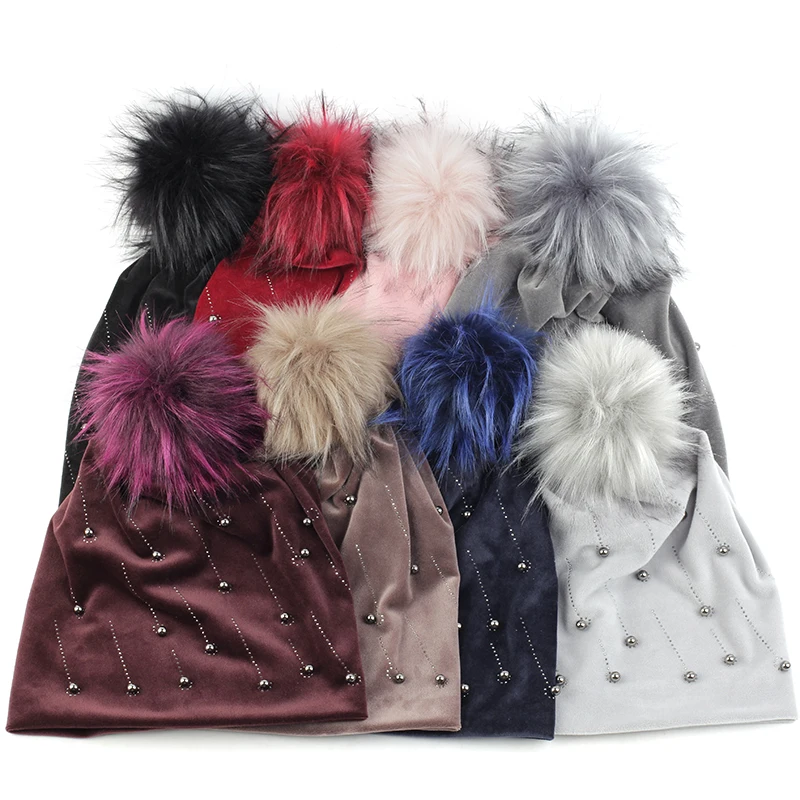 Fashion Women Pearl Beanie With Faux Fur Pompom Hat Adult Warm Elastic Outdoor Casual Windproof Winter Lady Skullies Caps Bonnet
Fashion Women Pearl Beanie With Faux Fur Pompom Hat Adult Warm Elastic Outdoor Casual Windproof Winter Lady Skullies Caps Bonnet
